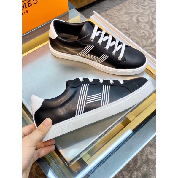 HERM Men's Avantage Sneakers In Black Calfskin