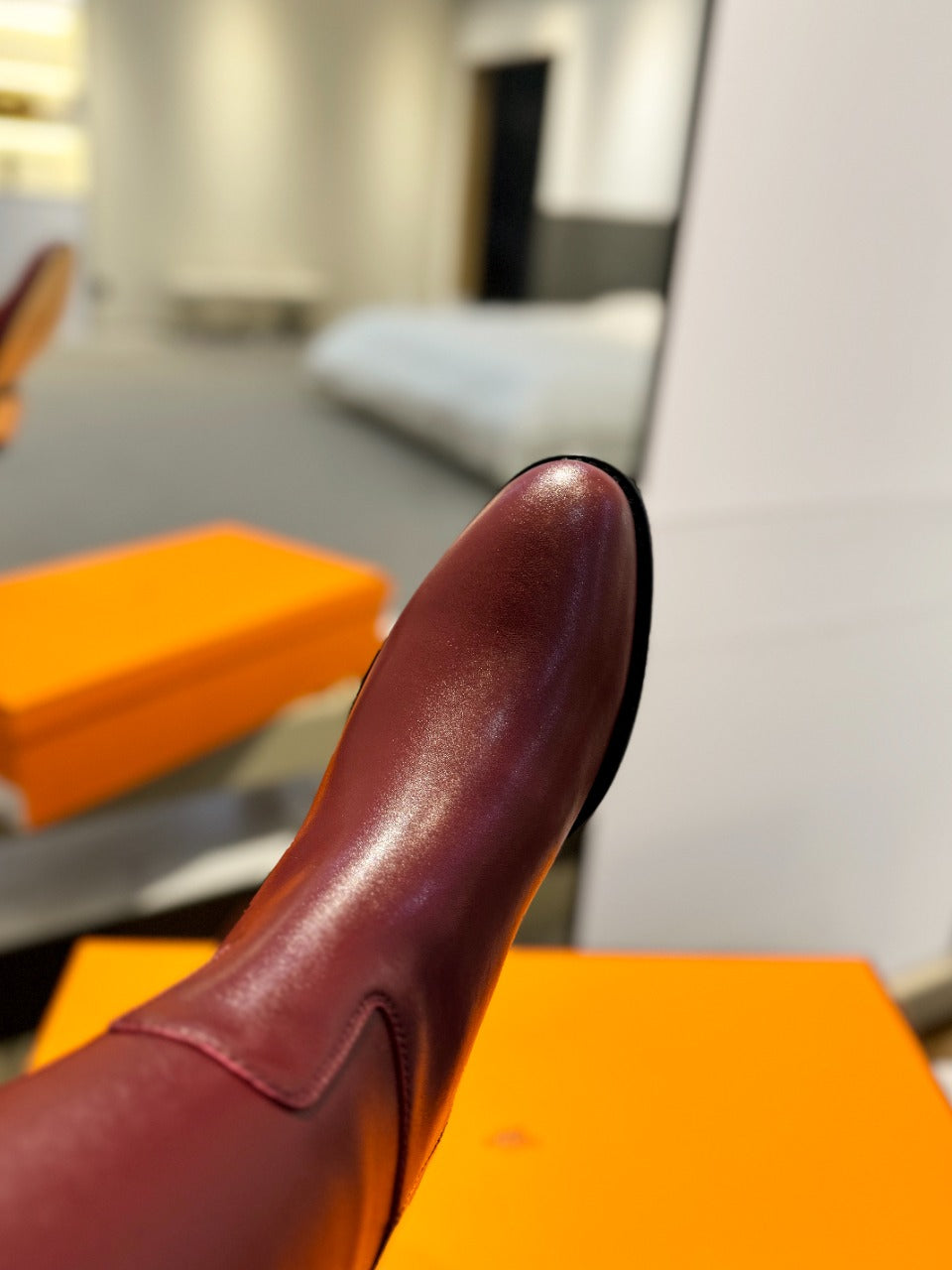 STIVALI JUMPING IN WINE RED CALFSKIN